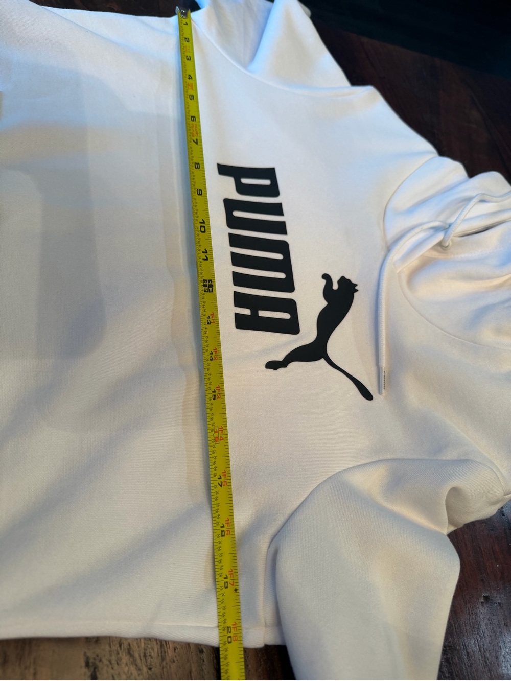 Puma White Hoodie Sweatshirt with Black Logo - Picture 3 of 5
